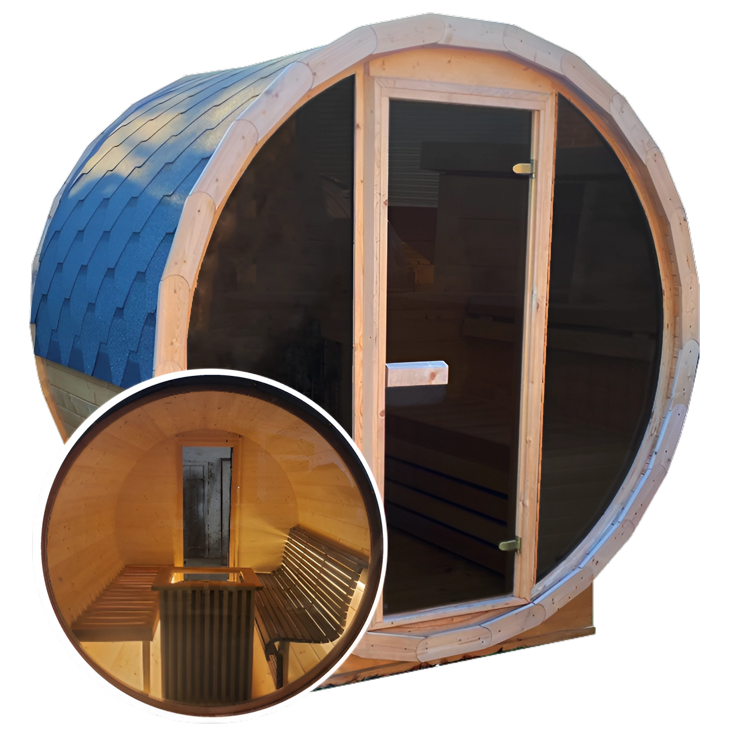 Terrace Outdoor Sauna with Full Back & Front Panoramic Glass Wall