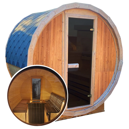 Terrace Outdoor Sauna with Rear Panoramic Glass Back Wall