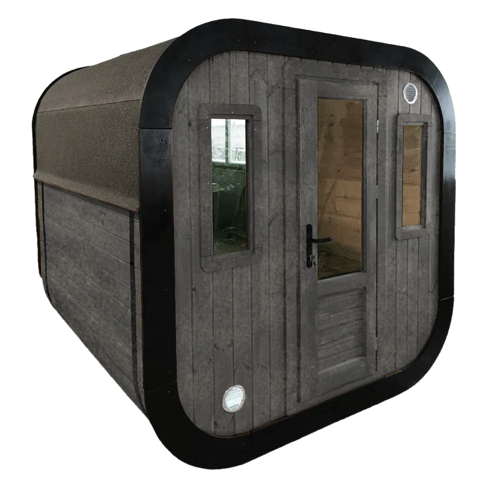 Cube Outdoor Sauna with Panoramic Rear Glass